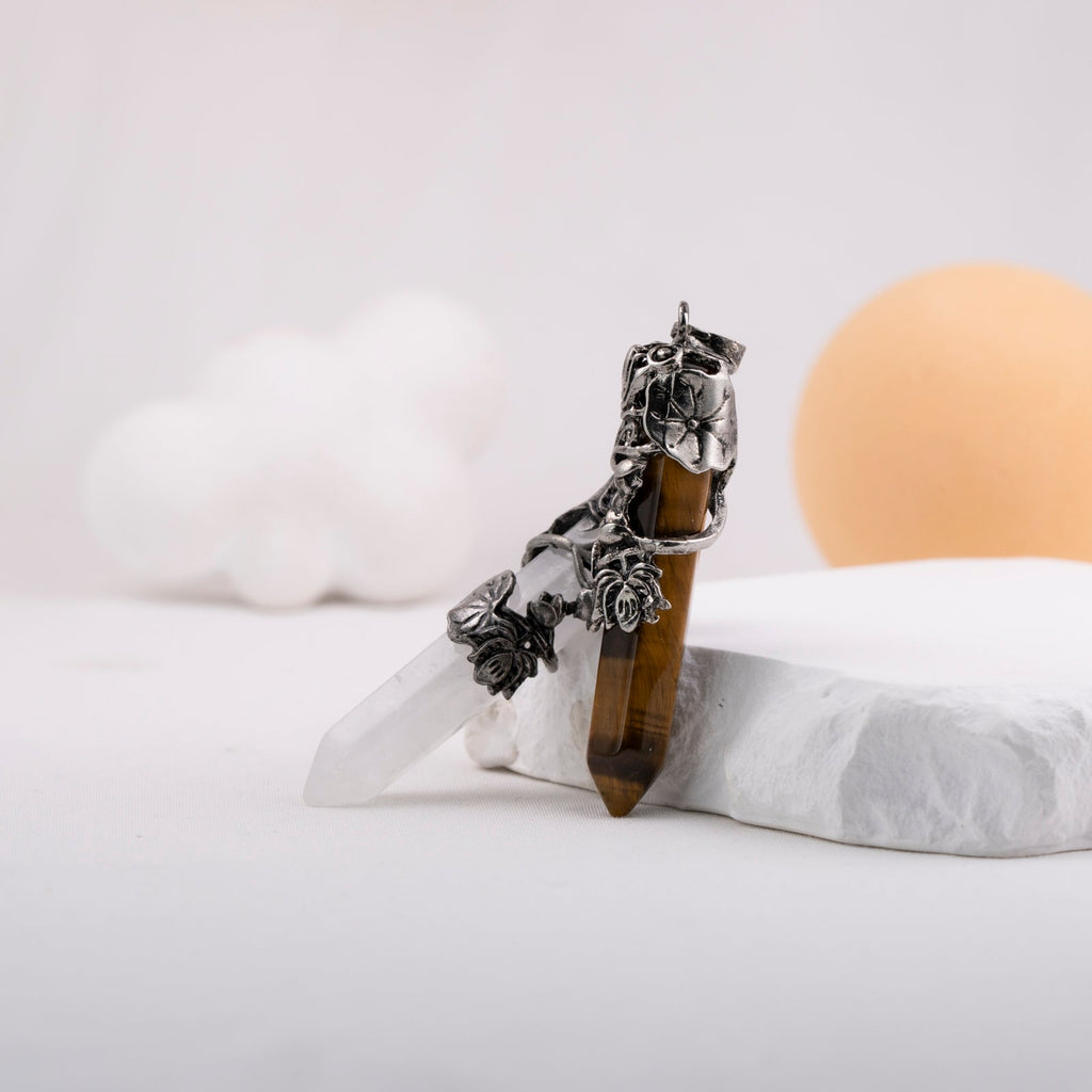 Lotus Wraped Crystal Point Pendant