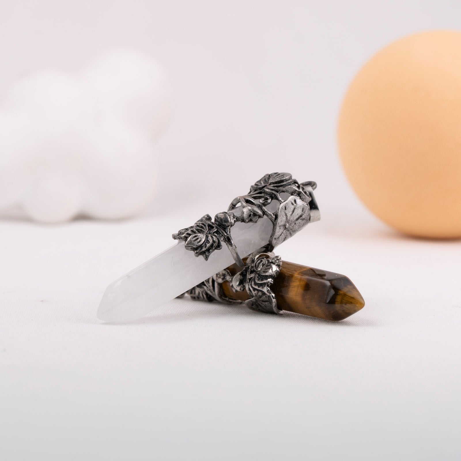 Lotus Wraped Crystal Point Pendant