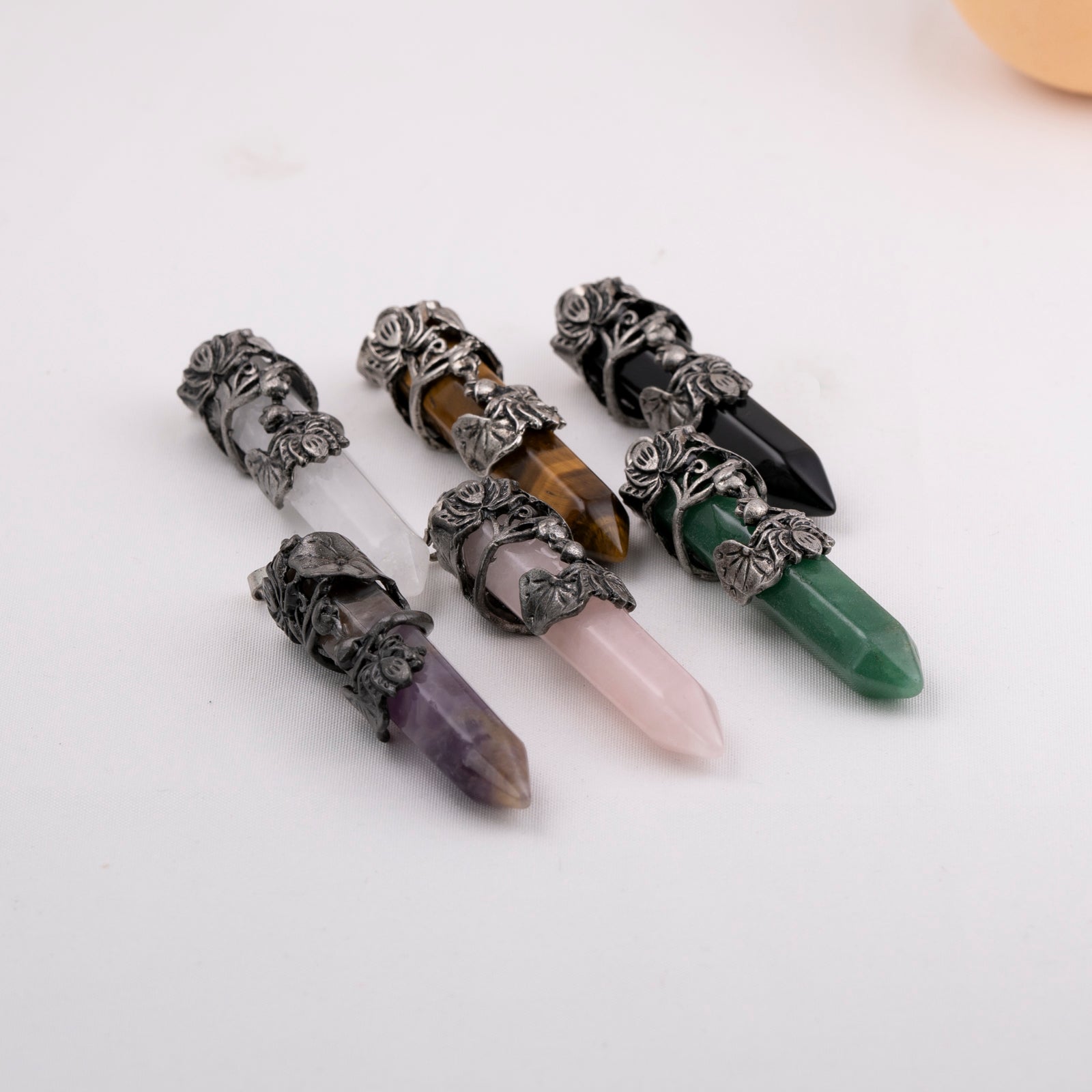 Lotus Wraped Crystal Point Pendant