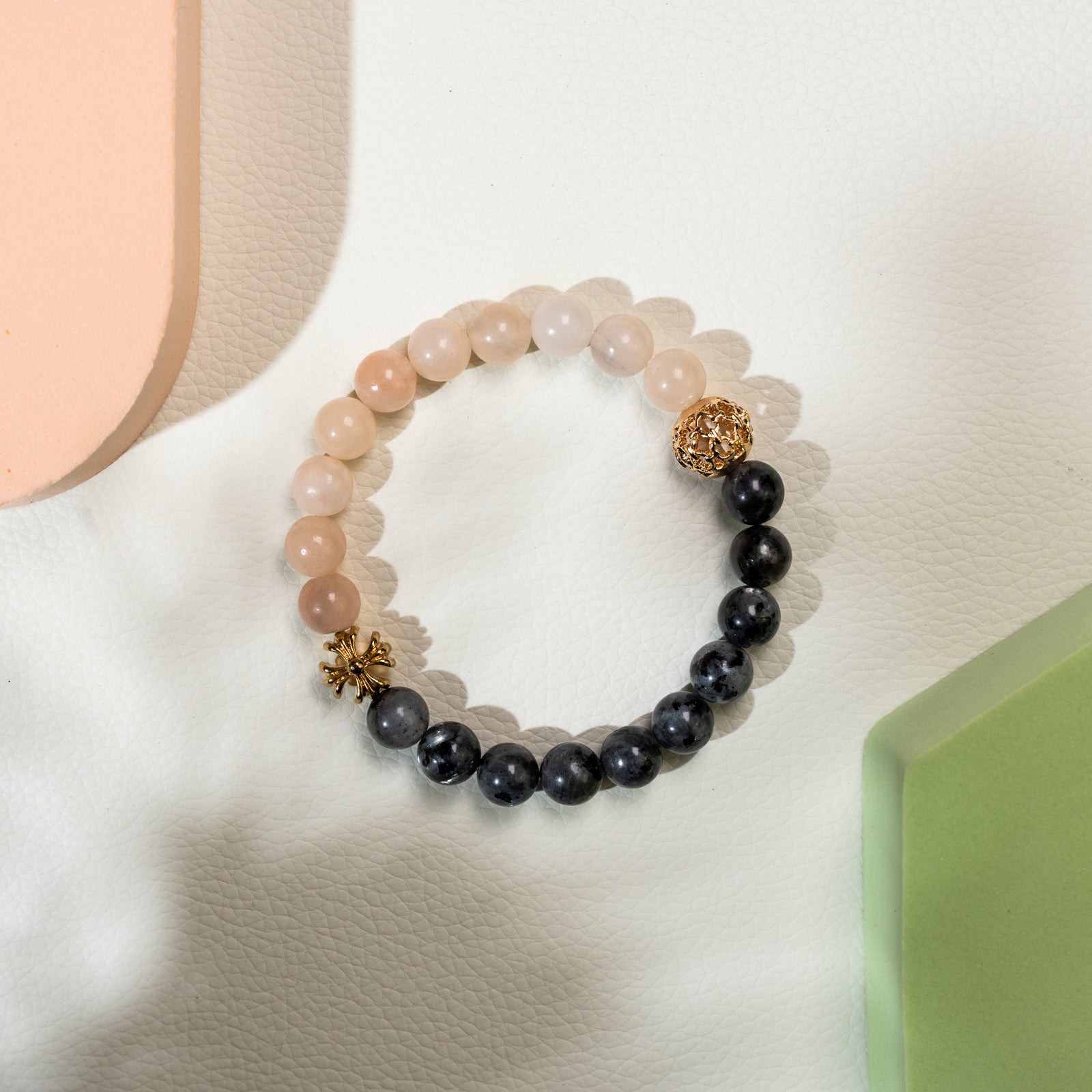 larvikite and pink aventurine  DIY   bracelet
