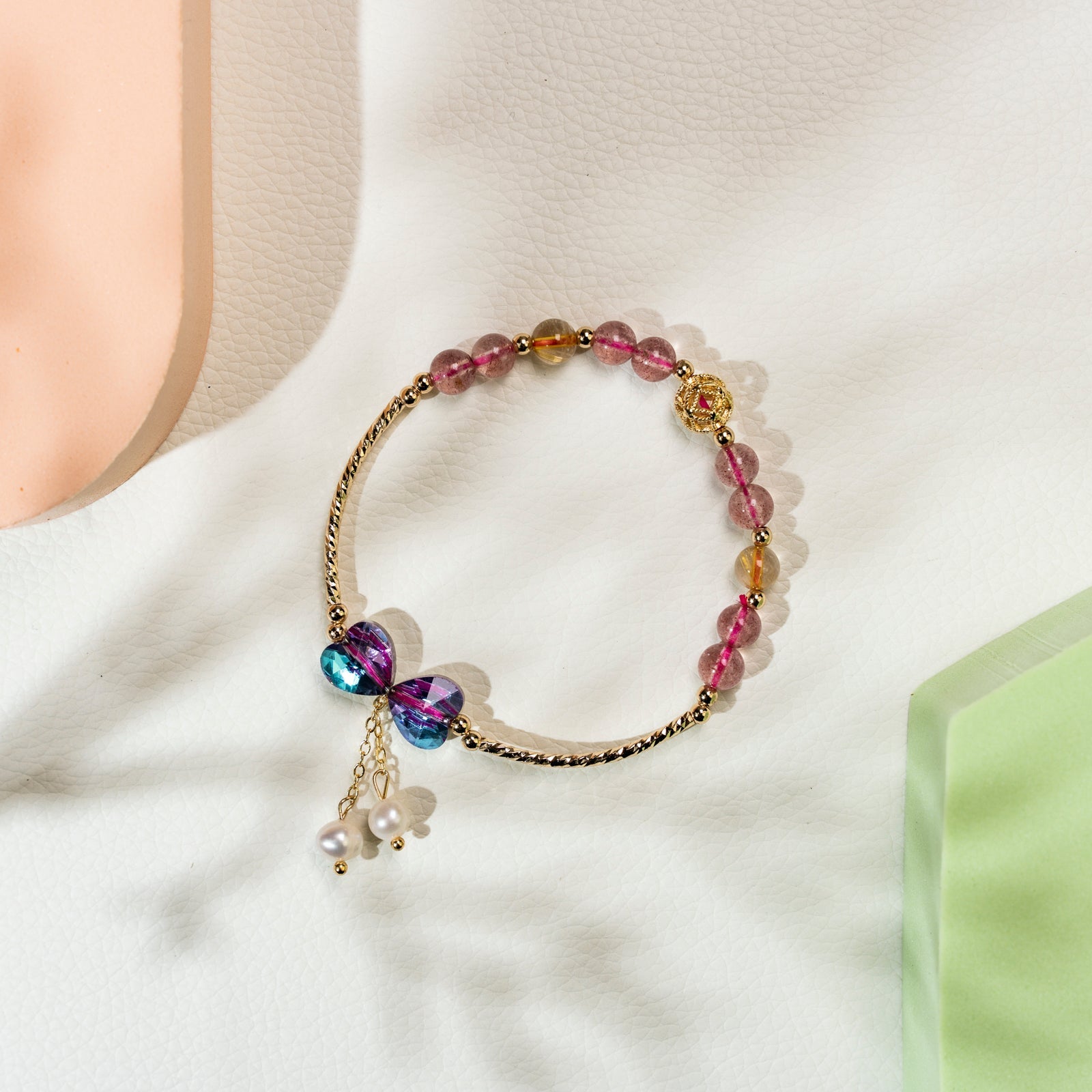 Strawberry quartz mixed DIY  bracelet