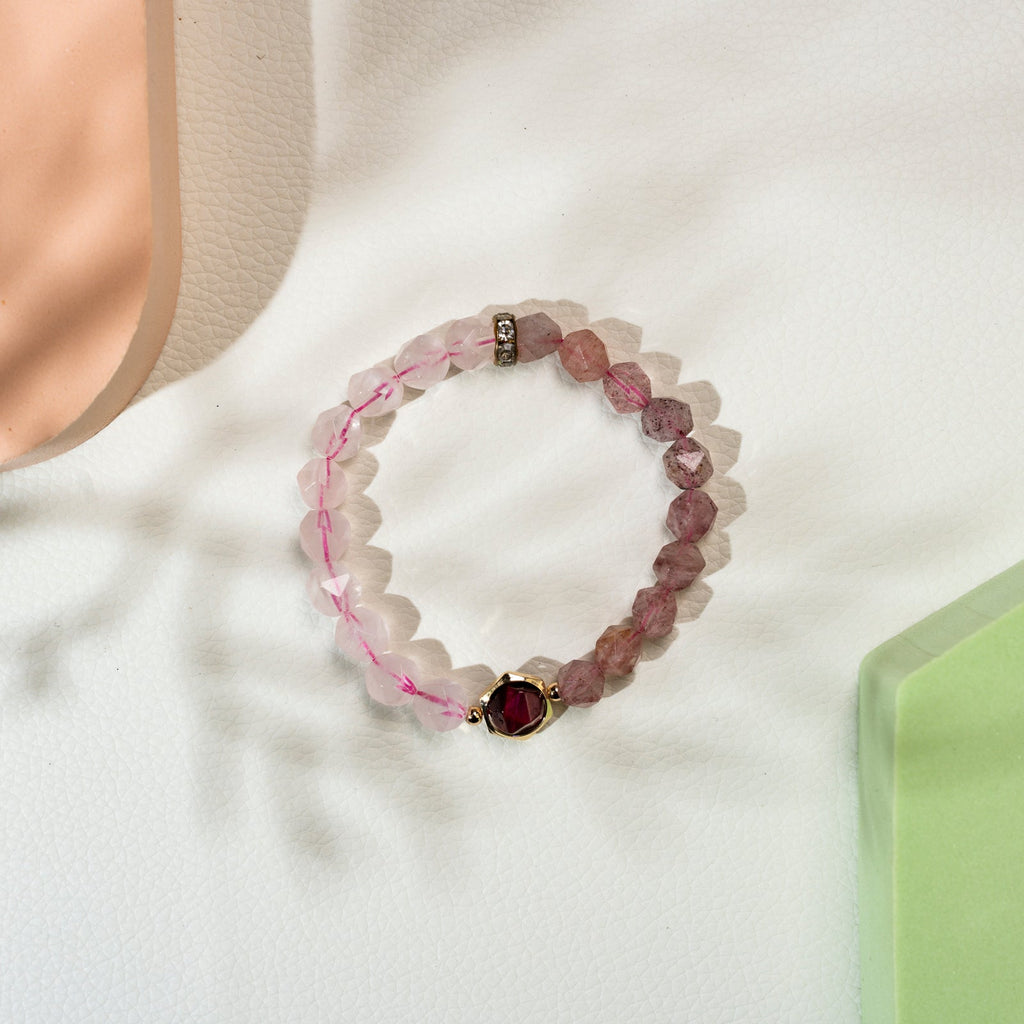 Rose quartz and strawberry quartz  DIY  bracelet