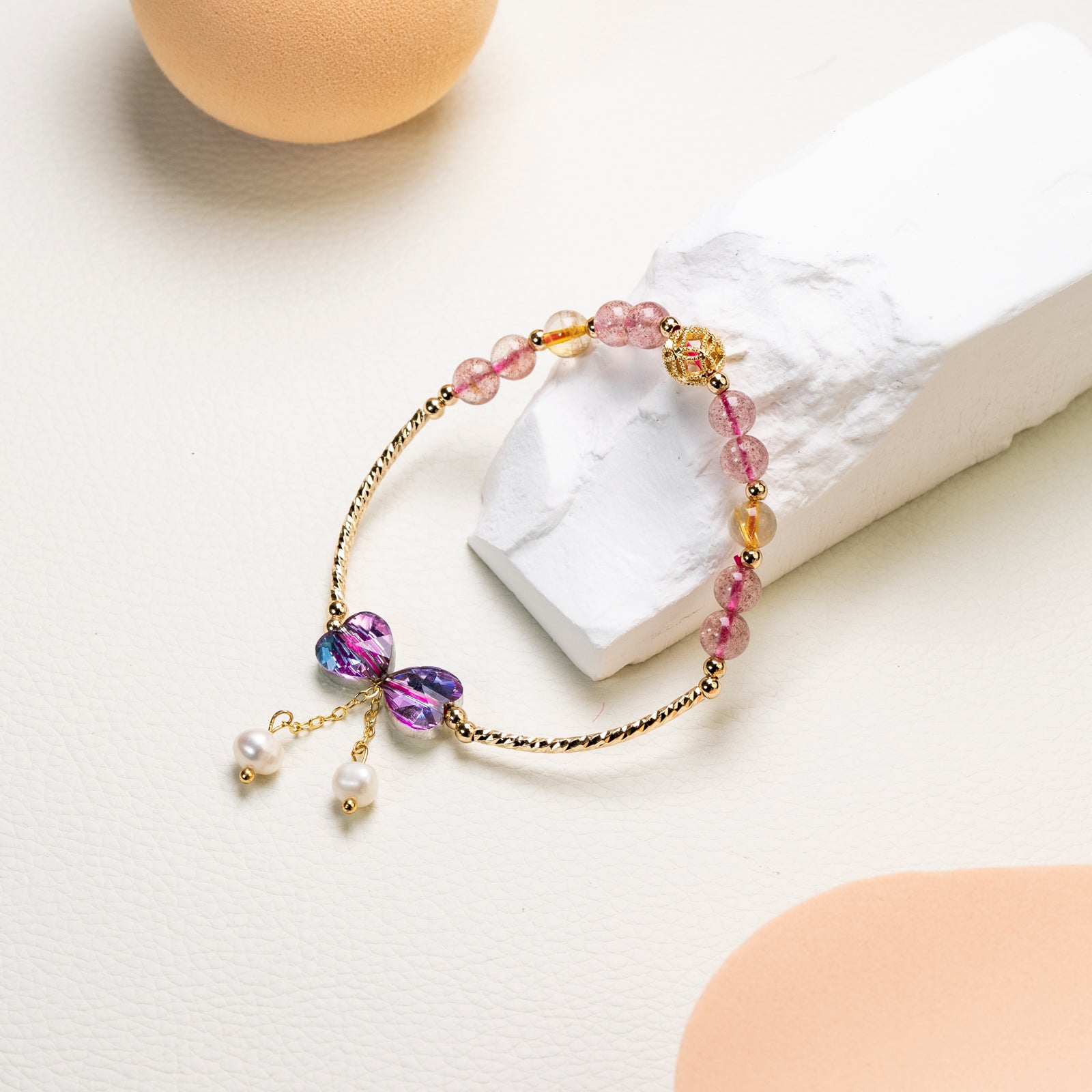 Strawberry quartz mixed DIY  bracelet
