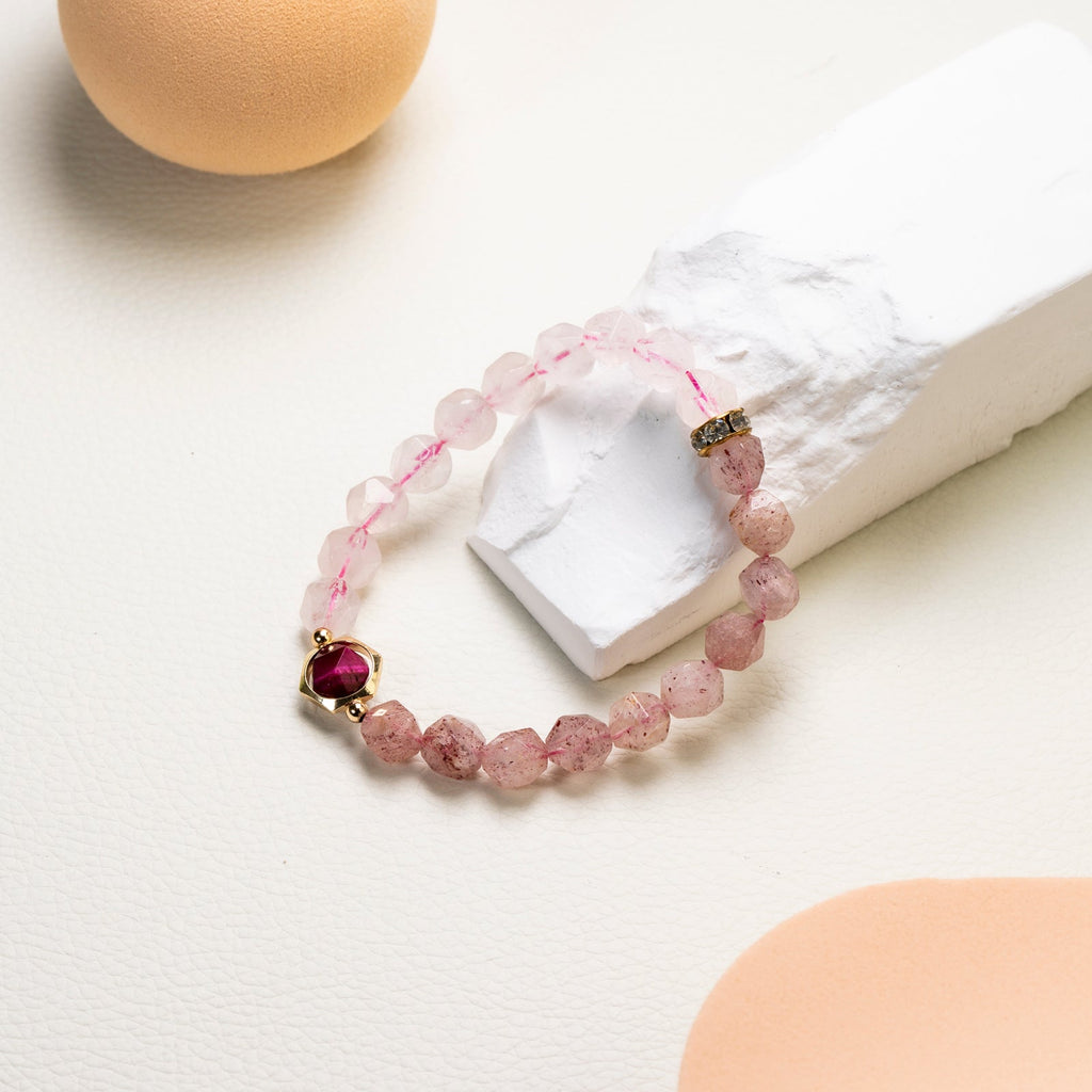 Rose quartz and strawberry quartz  DIY  bracelet