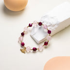 Rose quartz and Pink faceted cat eye  DIY bracelet