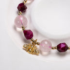 Rose quartz and Pink faceted cat eye  DIY bracelet