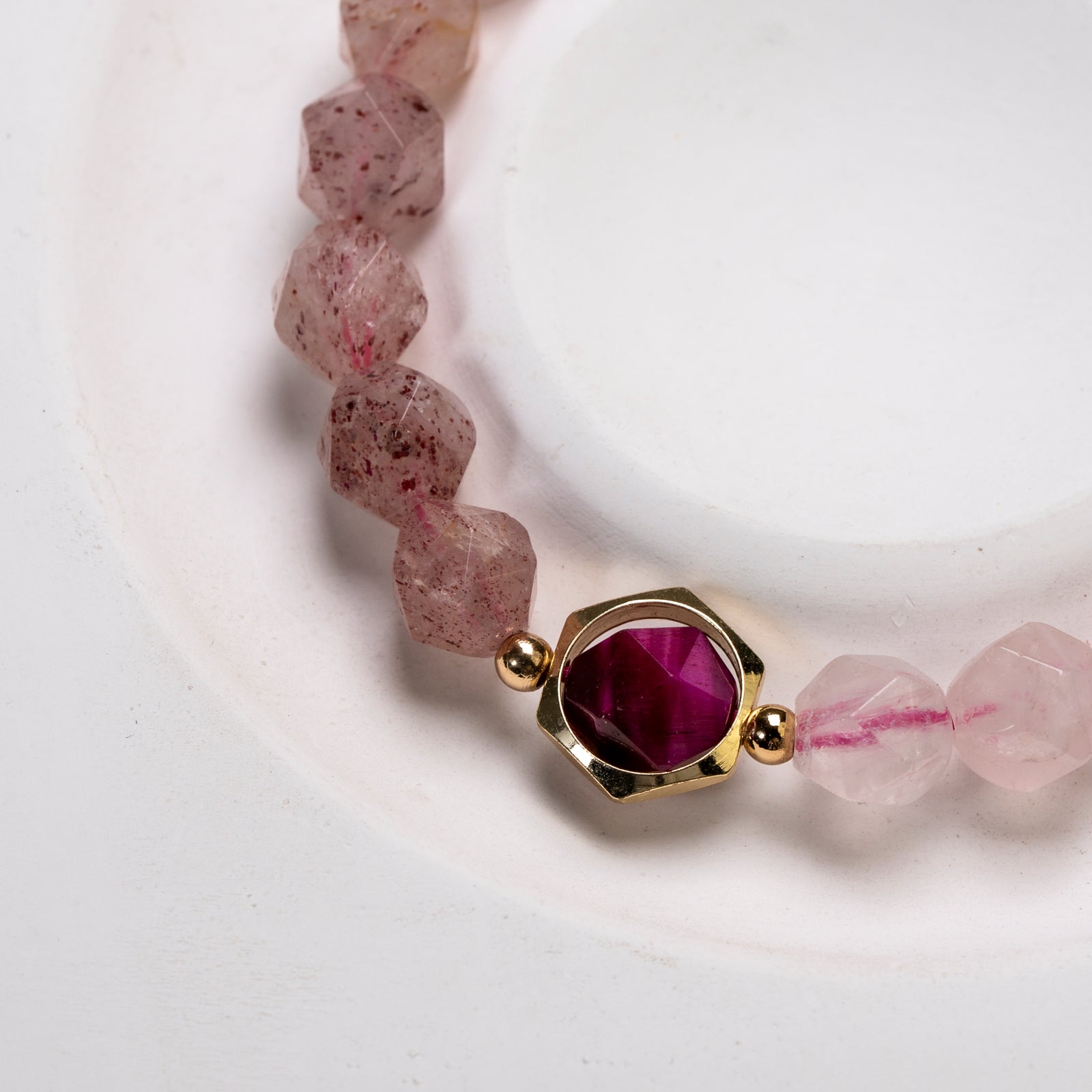 Rose quartz and strawberry quartz  DIY  bracelet