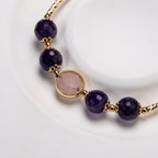 Faceted Amethyst and rose quartz  DIY bracelet