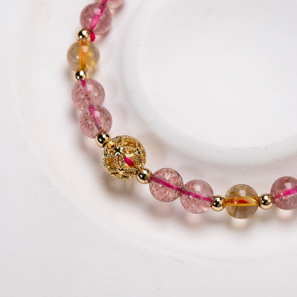 Strawberry quartz mixed DIY  bracelet