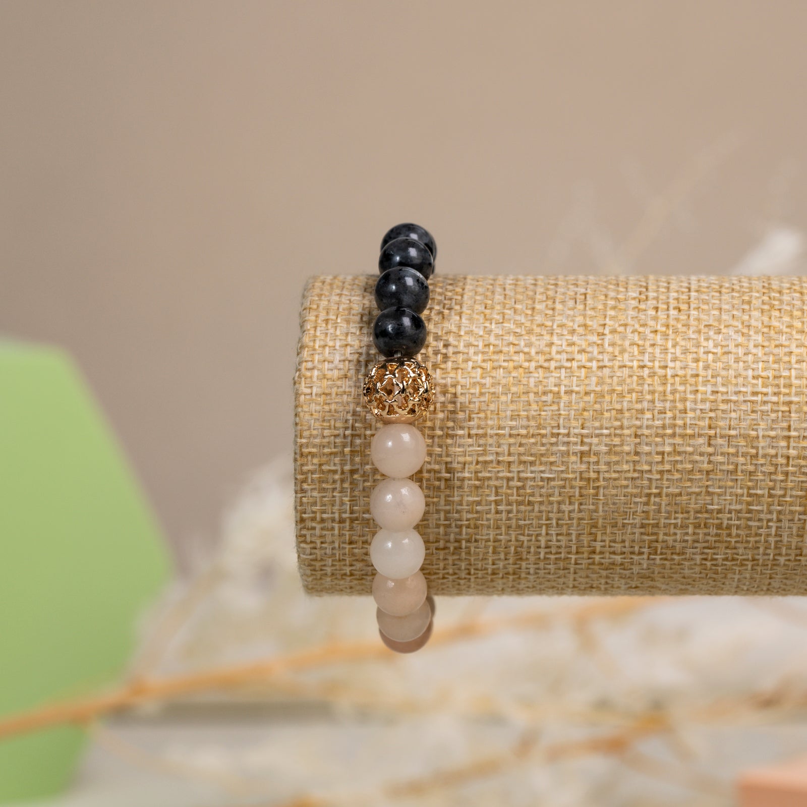 larvikite and pink aventurine  DIY   bracelet