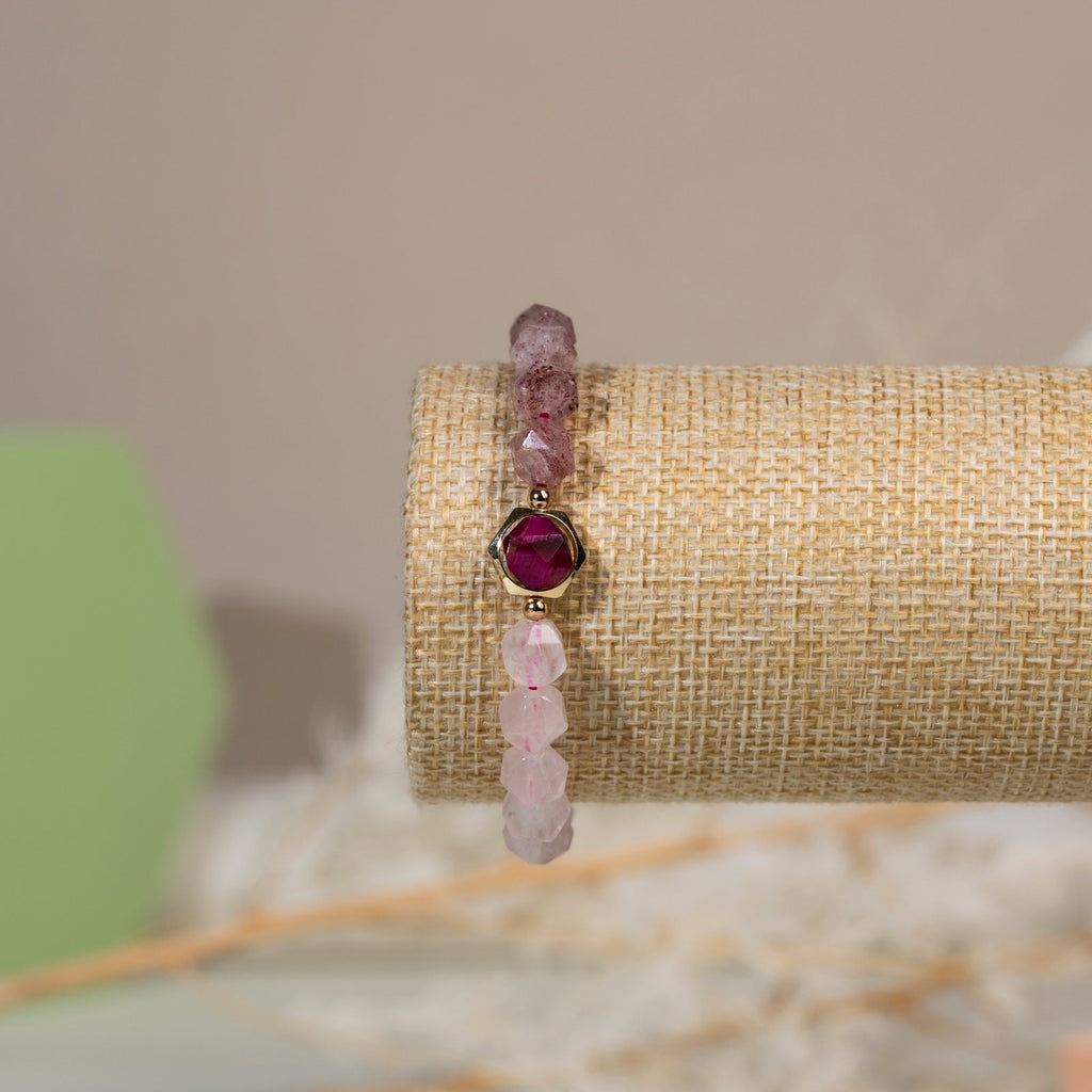 Rose quartz and strawberry quartz  DIY  bracelet
