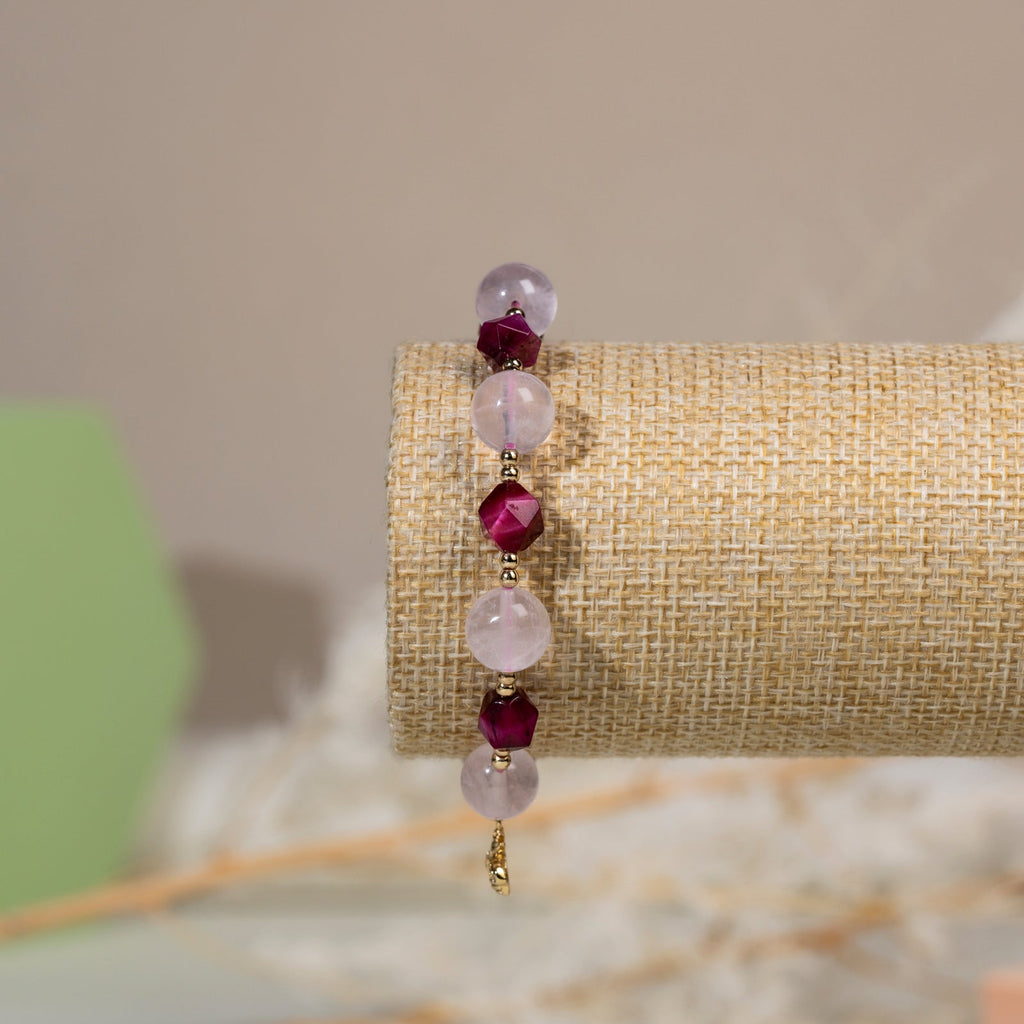 Rose quartz and Pink faceted cat eye  DIY bracelet