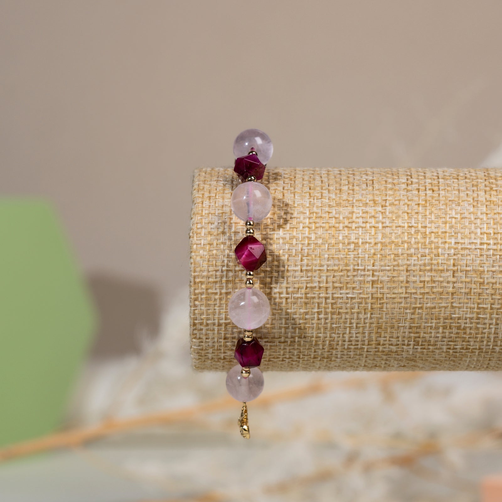Rose quartz and Pink faceted cat eye  DIY bracelet