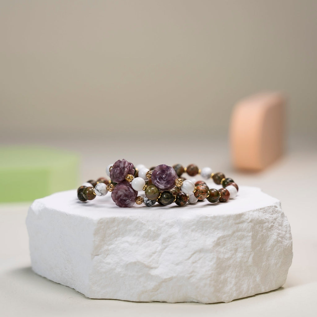 Unakite and Howlite DIY   bracelet