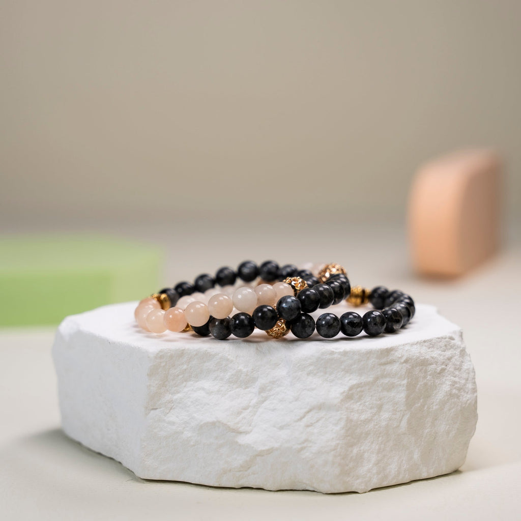 larvikite and pink aventurine  DIY   bracelet