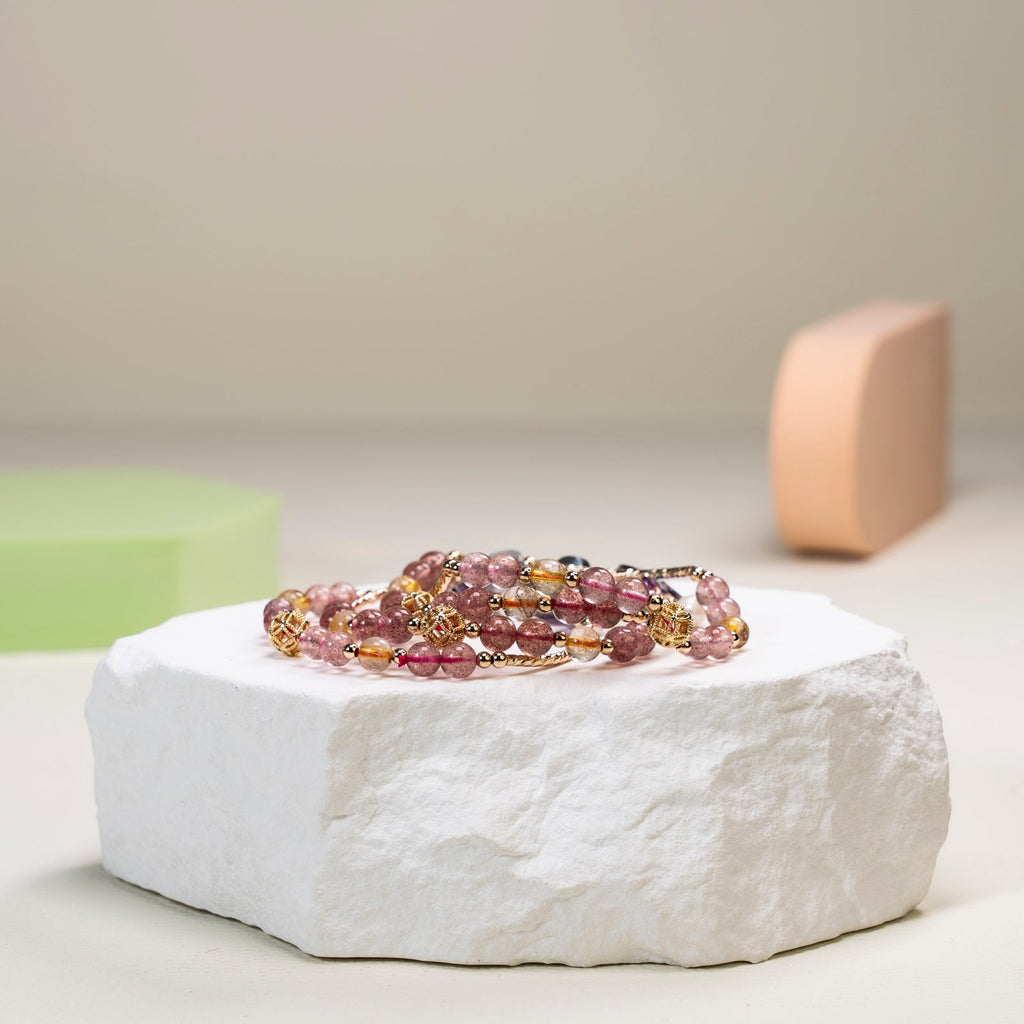Strawberry quartz mixed DIY  bracelet
