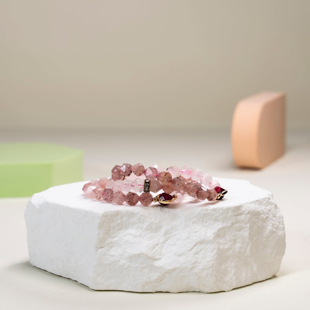 Rose quartz and strawberry quartz  DIY  bracelet