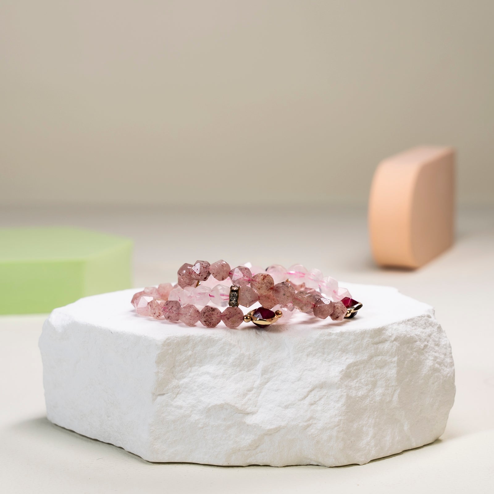 Rose quartz and strawberry quartz  DIY  bracelet
