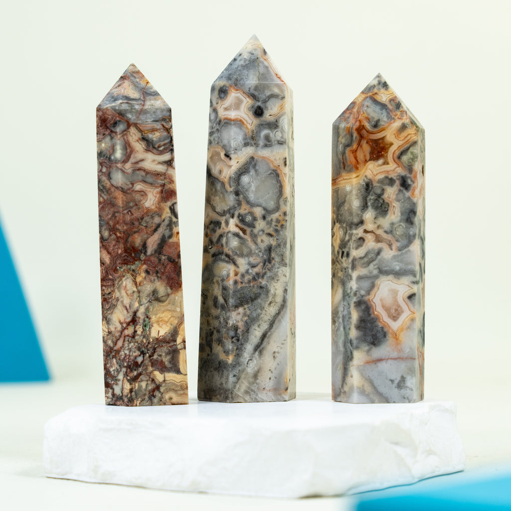 Crazy Lace Agate Tower Point