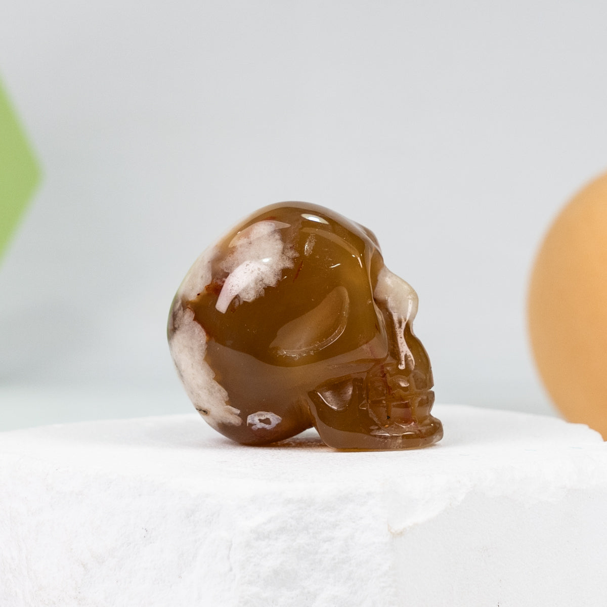 Cherry agate skull Carving
