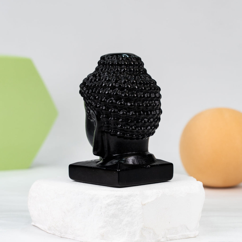 Buddha head  carving (  Black Obsidian)