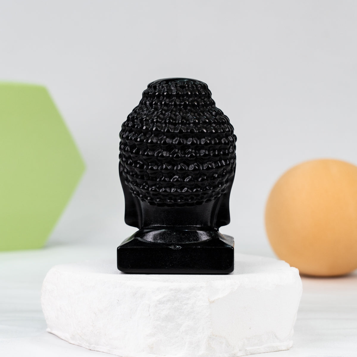 Buddha head  carving (  Black Obsidian)