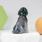 Moss agate dog  carving