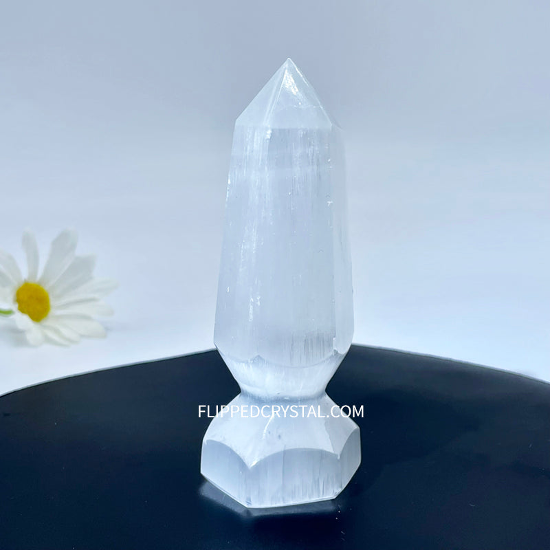 Selenite Tower With Stand