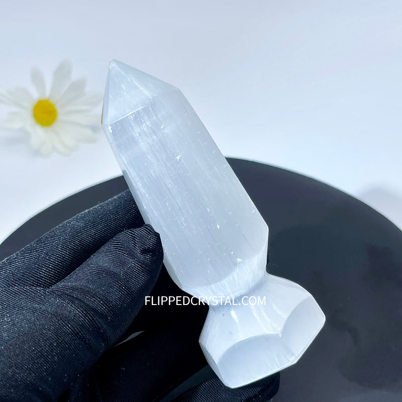 Selenite Tower With Stand