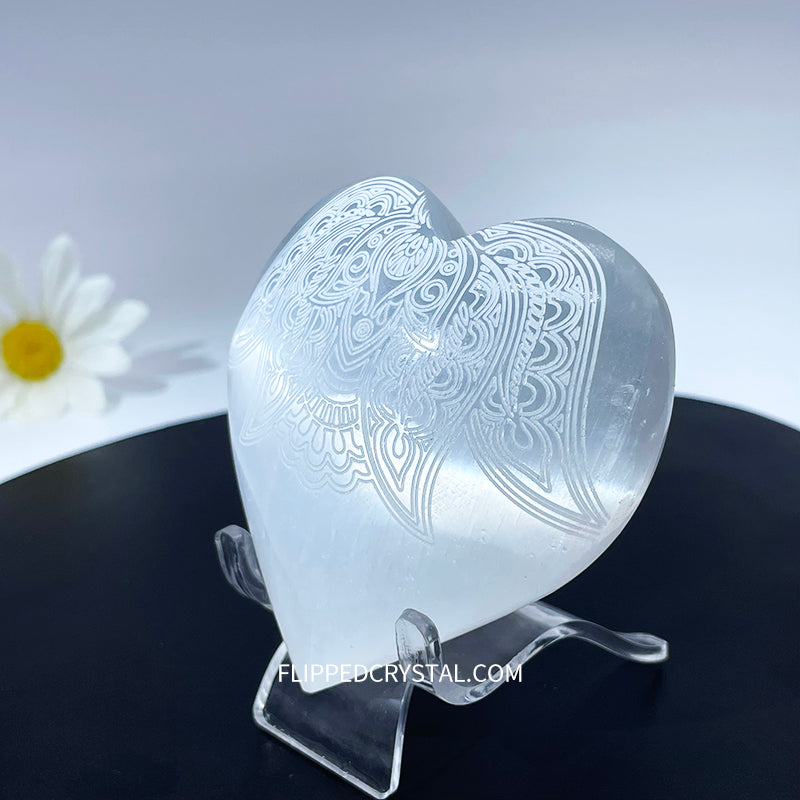 Selenite Engraving Heart
